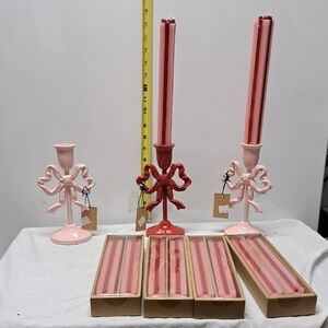 Creative Co-Op Pink and Red Candle Holders